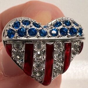 Swarovski American Flag Patriotic Heart Pin (vintage)